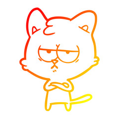 warm gradient line drawing bored cartoon cat