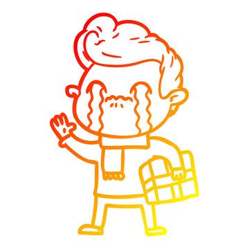 recommend clip art: warm gradient line drawing cartoon man crying