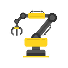 Robotic arm technology. Flat cartoon style. Vector illustration.