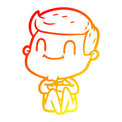 Obraz premium warm gradient line drawing cartoon friendly man