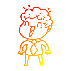 warm gradient line drawing cartoon happy man