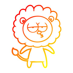 warm gradient line drawing cartoon bored lion
