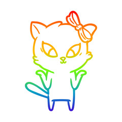 Fototapeta premium rainbow gradient line drawing cartoon cat