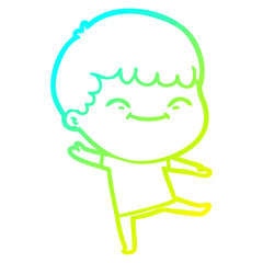 cold gradient line drawing cartoon happy boy