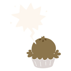 cute cartoon pie and speech bubble in retro style