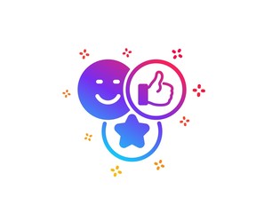 Social media likes icon. Thumbs up sign. Positive smile feedback symbol. Dynamic shapes. Gradient design like icon. Classic style. Vector