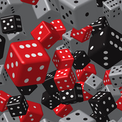 Red Gray Black Dice Seamless Pattern, 3D Illustration