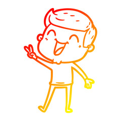 Obraz premium warm gradient line drawing cartoon man laughing