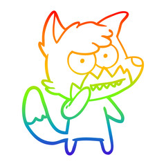 rainbow gradient line drawing cartoon grinning fox