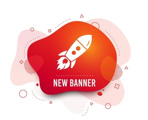 Fluid badge. Start up icon. Startup business rocket sign. Abstract shape. Gradient startup icon. Flyer liquid banner. Vector