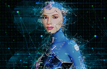 Artificial Intelligence AI Female Cyborg