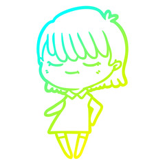 Obraz premium cold gradient line drawing cartoon woman