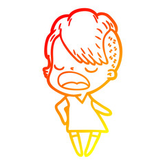 warm gradient line drawing cartoon cool hipster girl talking