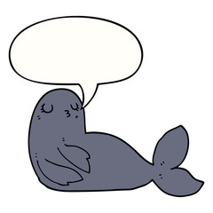 cartoon seal and speech bubble