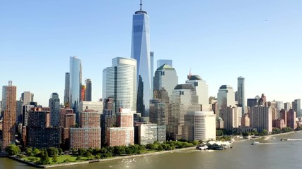 Aerial View Manhattan New Yor Financial Distric 