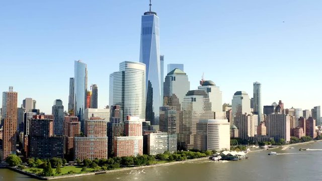Aerial View Manhattan New Yor Financial Distric 