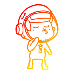 warm gradient line drawing cartoon confident astronaut