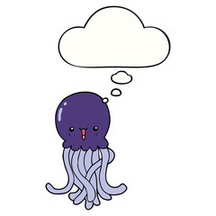 cartoon jellyfish and thought bubble