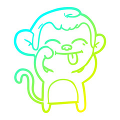 cold gradient line drawing funny cartoon monkey