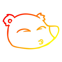 Obraz premium warm gradient line drawing cartoon bear face
