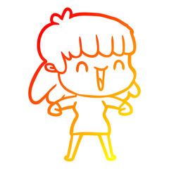 warm gradient line drawing cartoon woman
