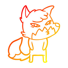 warm gradient line drawing clever cartoon fox