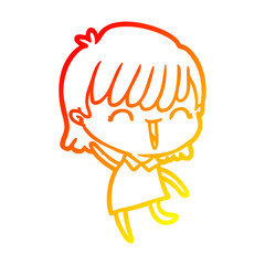 warm gradient line drawing cartoon woman