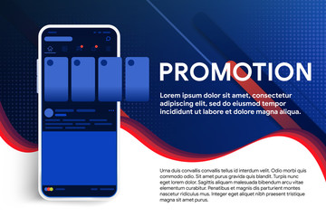 News feed in a social network in the form of a grid. Promotion in social media. Smartphone with social network interface. Creative geometric wallpaper. Trendy gradient shapes composition. Vector image