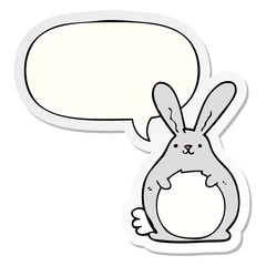 cartoon rabbit and speech bubble sticker