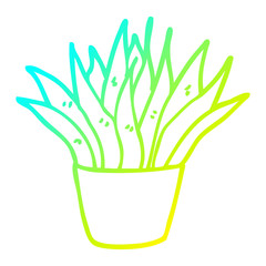 cold gradient line drawing cartoon house plant