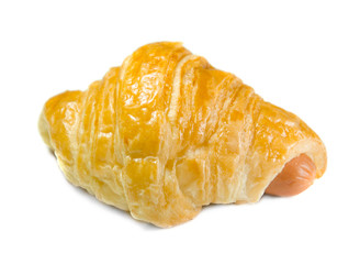 Croissant with sausage isolated on white background