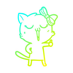 cold gradient line drawing cartoon cat