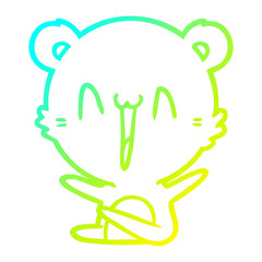 cold gradient line drawing laughing polar bear cartoon