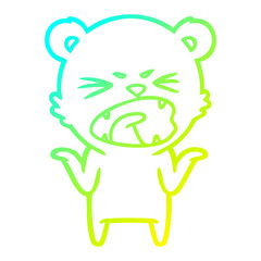 cold gradient line drawing angry cartoon polar bear