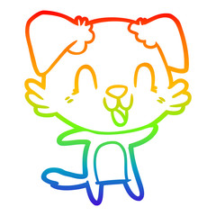 rainbow gradient line drawing laughing cartoon dog