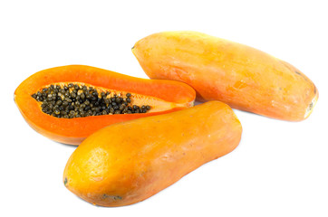 papaya slice isolated on white background