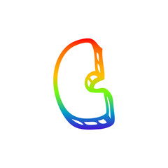 rainbow gradient line drawing cartoon letter;c