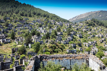 Obraz premium The abandoned Greek village of Kayakoy, Fethiye, Turkey. Ghost Town Kayakoy.