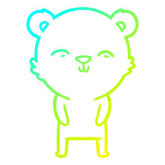 cold gradient line drawing happy cartoon bear