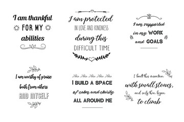 Set of Calligraphy sayings for print. Vector Quotes about Motivation and Inspiration