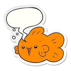 cartoon fish and speech bubble sticker