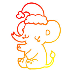 warm gradient line drawing cute christmas elephant