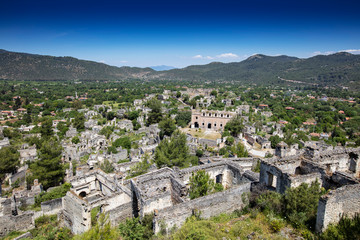 Obraz premium The abandoned Greek village of Kayakoy, Fethiye, Turkey. Ghost Town Kayakoy.