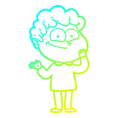 cold gradient line drawing cartoon happy man