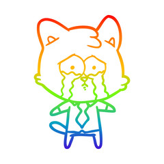rainbow gradient line drawing cartoon cat