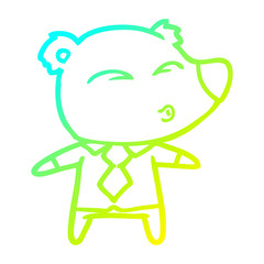 cold gradient line drawing cartoon whistling bear boss