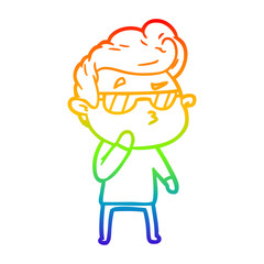 Fototapeta na wymiar rainbow gradient line drawing cartoon cool guy