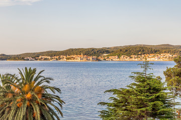 View of Korcula at sunrise