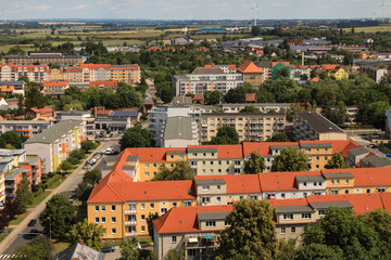 Fototapeta na wymiar Wiederaufgebaute Kleinstadt; Blick auf Prenzlau