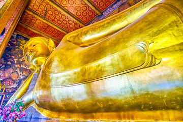Lord Buddha in nirvana, Wat Pho temple, Bangkok, thailand